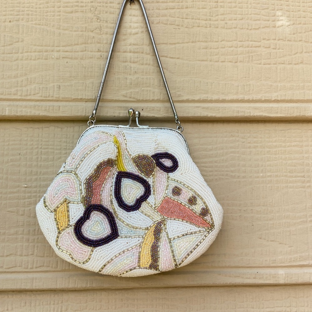 Vintage beaded Mini Purse Bag Wristlet